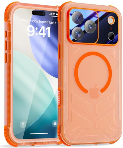 Beeasy für iPhone 17 Pro Hülle Wasserdicht für MagSafe, IP68 Wasserfest Staubdicht Handyhülle 360 Grad Outdoor Schutzhülle, Stoßfest Panzerhülle mit Displayschutz 6,3, Orange