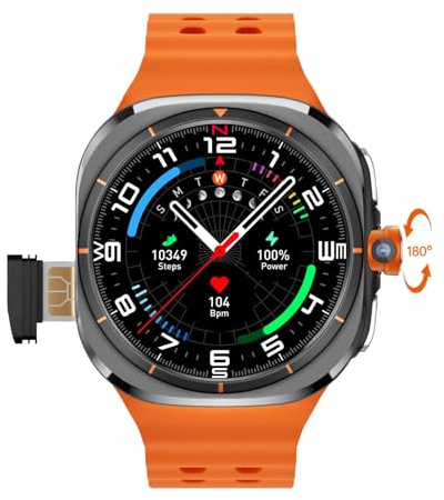 Generico Orologio Smart 5G con Telecamera HD Rotante Telescopica e Scheda SIM, GPS Gestione della Salute Orologio Multifunzionale per Appassionati di Tecnologia