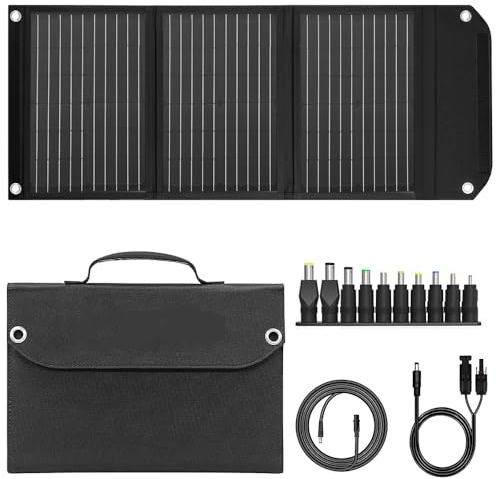 30W Pannello Solare Portatile Pannello Solare Pieghevole con Efficienza del 23% Porte USB e DC Compatibile con Cellulare iPad Laptop Pannello Solare Pieghevole per Campeggio e Attività all'Aria Aperta