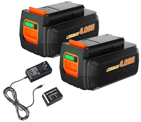 BOGJFC Battery 40V 4000mAh Li-Ion Compatible With Black & Decker LBXR36 Replacement For Cordless Lawn Mower, Trimmer And Garden Tools(2PC Battery 1PC Charger)