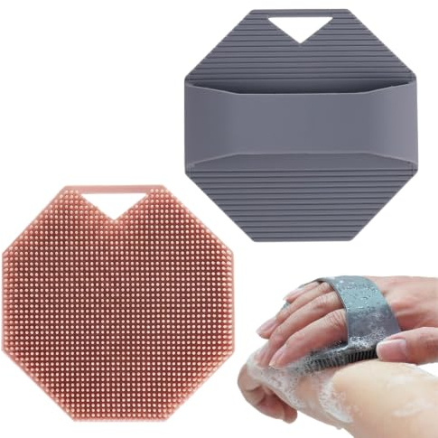 XUZOPIM 2 Pezzi Spazzola Corpo In Silicone, Spazzola Doccia Con Impugnatura Antiscivolo E Foro Per Gancio, Spugna Silicone Corpo Per Pelli Sensibili, Brush Per Viaggi/Palestra/Domestico