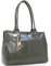 Catwalk Collection Handbags - Damen Leder Schultertasche - Handtasche Tote Bag Groß - Arbeitstasche für Notizbuch A4 - KENSINGTON - Schwarz - Grün