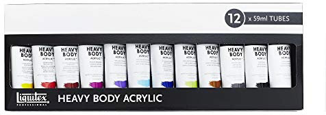 Liquitex Heavybody Classic Cass Lot de 12 flacons de peinture acrylique Couleurs assorties 59 ml