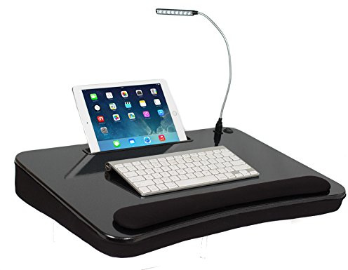 Sofia & Sam XLG Deluxe - Escritorio de regazo con ranura para tablet (con luz USB, negro)