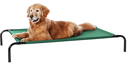Amazon Basics Kühlendes erhöhtes Hund Haustierbett, Grün, Größe L, L 130 x B 80 x H 19 cm