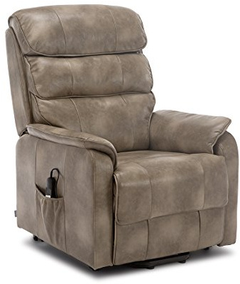 More4Homes BUCKINGHAM DUAL MOTOR ELECTRIC RISE RECLINER BONDED LEATHER ARMCHAIR SOFA MOBILITY CHAIR (Stone)