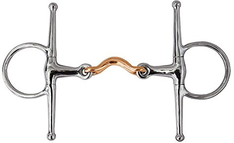 German Riding Schenkeltrense Edelstahl, doppelt gebrochen, Mundstück aus Kupfer 15,5 cm