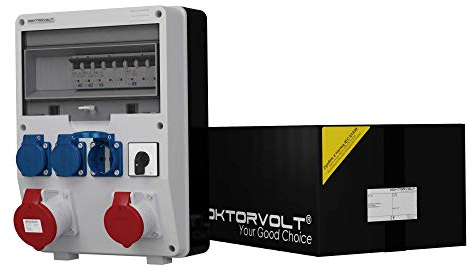 Doktorvolt Stromverteiler Baustromverteiler Wandverteiler Verteilerkasten Steckdosenverteiler TD-S 32A 16A 3x230V Dosen Mit Nockenschalter 0-1 0281