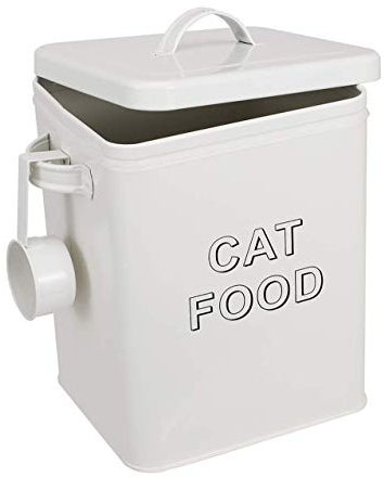 Pethiy - Contenedor para Comida y golosinas para Gatos, con herméticas Tapa y Pala, Cajas Almacenamiento para Alimentos para Mascotas,Capacidad 2,5kgs-Blanco