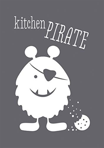 Rayher 45116000 Schablone Pirate DIN A5, 1 Stück inkl. Rakel, für hochwertige Textil-Prints