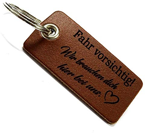 Lieblingsmensch Schutzengel Leder Schlüsselanhänger : Fahr vorsichtig - Wir brauchen dich hier bei uns