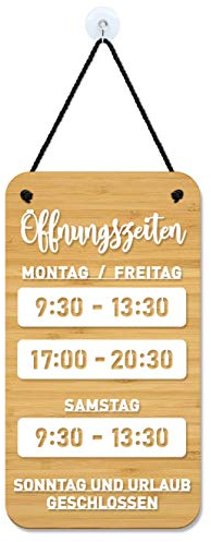 SIGNS - Diseño Para Personalizar - Cartel Horario de Apertura Shabby Chic OH08 - Placa Para Tiendas, Comercio y Negocio (Alemán)