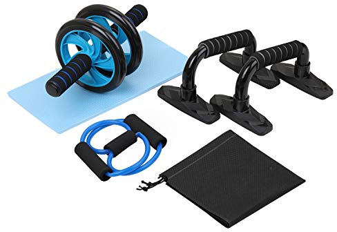 Lixada 4-in-1 Ab Wheel Roller Set Spring Training Bauch Press Wheel Pro mit Push-Up Bar Kniebandage Tragbare Ausrüstung für das Training zu Hause Muskel Strength Fitness