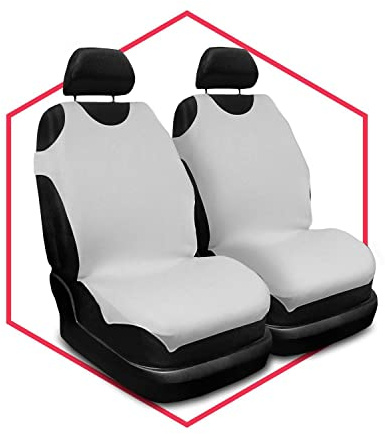 Saferide 2er Set Autositzbezüge PKW universal | Auto Sitzbezüge Polyester Hellgrau für Airbag geeignet | für Vordersitze | 1+1 Autositze vorne