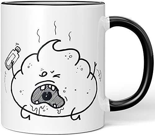 JUNIWORDS Tasse, Kackhaufen Alkohol, Wähle Farbe, Schwarz