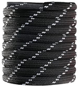 CCSOFTIME Lacci Scarponi Montagna,4mm Lacci per Scarponi da Lavoro/Trekking/Passeggio,Stringhe per Scarpe da Antinfortunistiche,Resistent Lacci per Stivali -Neri Bianchi-140cm