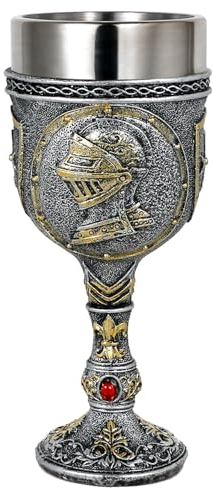 Alikiki Stainless Steel, Resin Medieval Viking Wine Goblet, 7oz, Goblet, 3.1W x 6.8H