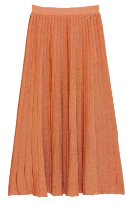 PATRIZIA PEPE Langer Plissee Orange Damen mit Seitenschlitz Damen Röcke, Fresh Orange Lur, X-Small
