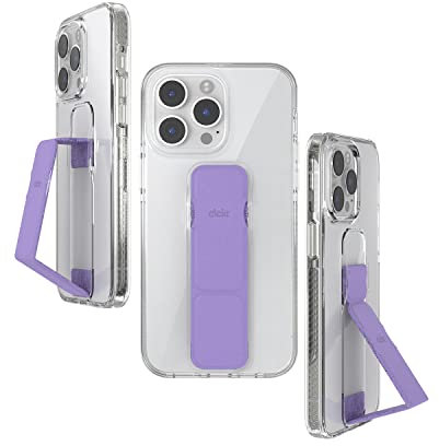 CLCKR Case Designed for iPhone 14 Pro Max with Phone Grip | Ultra-Thin Phone Case with Phone Stand | 6.7 Inch Clear Purple | Shockproof Phone Holder with Raised Edges to Protect Your Screen/Camera