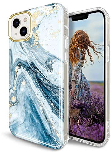 JIAXIUFEN iPhone 14 Hülle Handyhülle iPhone 14 TPU Silikon Schutzhülle Handytasche Handy Hülle für iPhone 14 2022 6.1 - Marmor Blue