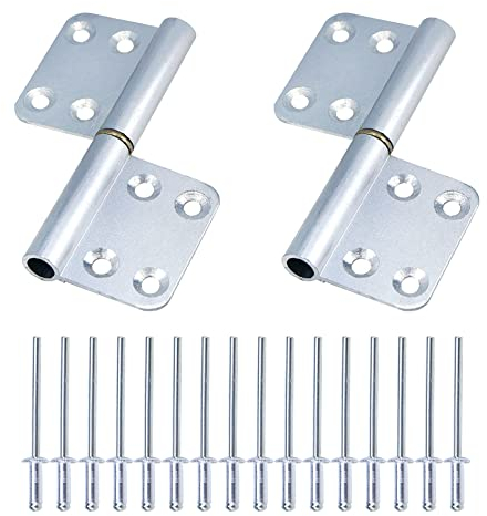 Meprotal 2 Stück 9,1 cm Scharniere, Flaggenscharnier, Aluminiumlegierung, abnehmbares Türscharnier mit Schraube und 10 Nieten (silberfarben)