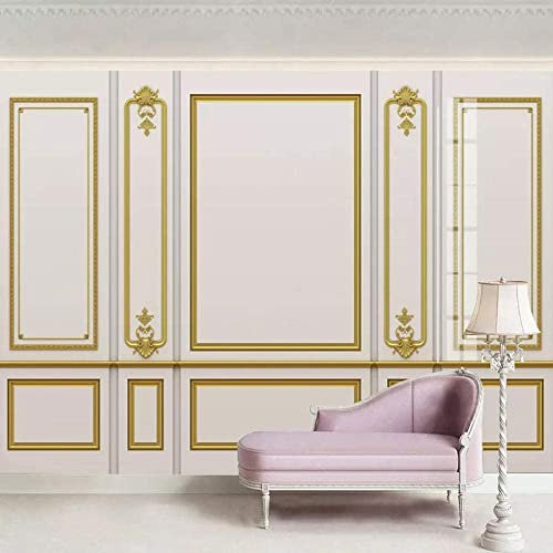 Reticolo Dorato Di Gesso Carta Da Parati 3D Decorazione Soggiorno Decorazione Murale Murales Camera Da Letto 3D Wallpaper Incolla Soggiorno Il Muro Per Camera Da Letto Murale- 140 x 70 cm (LxA)