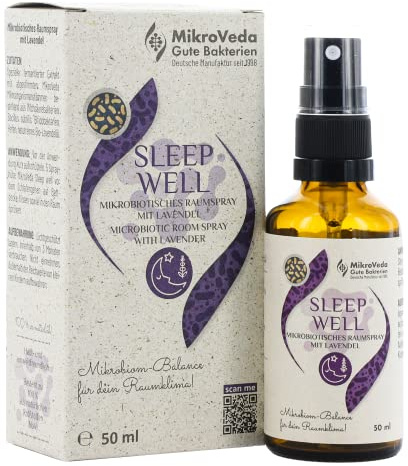 MikroVeda SLEEP WELL mikrobiotisches Raumspray mit Lavendelduft 50 ml, Spray mit natürlichem Bio Lavendelöl zur Unterstützung des Einschlafens