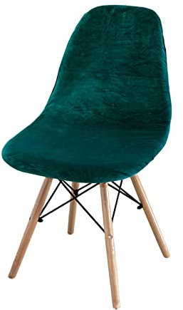 FANSU Luxus Samt Schalenstuhl Bezug Stuhlhussen 1/2/4/6er Set Strech Stuhlbezug Esszimmerstühle Bezug Abnehmbar Waschbar Stuhlbezüge Küchenstühle Husse für Wohnzimmer Büro (Dunkelgrün,1 Stück)