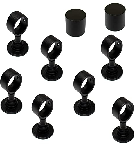 2 Endkappen und 7 Seilträger schwarz matt für 40mm Handlaufseil