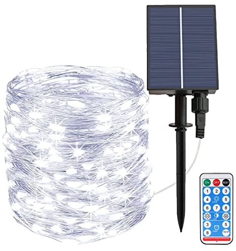 JIMACRO Solar Lichterkette Outdoor, 30M 300 LED LED String Lichter Garten im Freien, Wasserdichte String Lights mit Großem Solarpanel, 8-Moden Dekorative Lichter für Garten Patio Yard Bäume