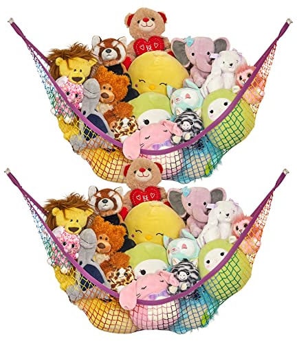 Lilly's Love Teddy Hammock, 2 Pack | Toy Hammock for Stuffed Animals | Soft Toy Storage | Cute Room, Bedroom & Home Decor | Large (Rainbow)