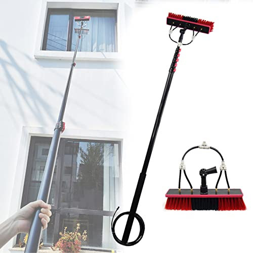 DOZPAL Kit Limpieza Paneles solares de Ventanas de Aluminio para Exteriores Sistema de Limpieza de Paneles solares Herramienta de Lavado con Manguera de 20 m y 4 Orificios de Salida,9m/30ft