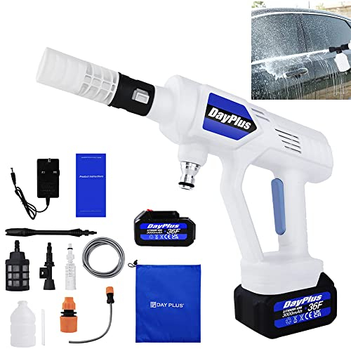 Portable Cordless Car High Pressure Washer Jet Water Wash Cleaner Gun with 1500MHA Lithium-Ion Battery,5m Water Pipe, 21V Multiple-Functions Pressure Washer For Car Patio Cleaning Machine