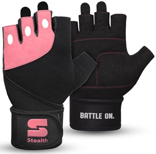 Stealth Sports Trainingshandschuhe mit Handgelenkstütze – gepolsterte Trainingshandschuhe – Fitness-Handschuhe Herren & Damen – Gewichtheber-Handschuhe Training Fitness Bodybuilding, E9(Rosa, S)