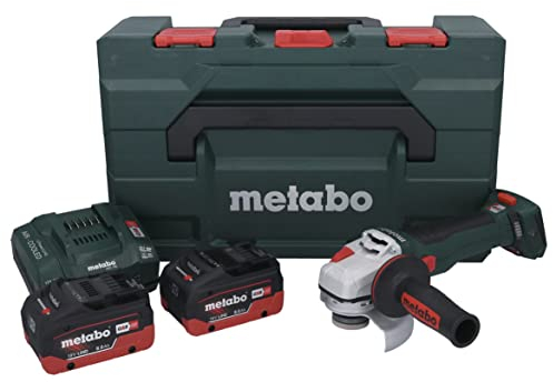 Metabo WB 18 LT BL 11-125 Quick Akku-Winkelschleifer 18V (Schleifer/Schleifgerät/Winkelschleifer mit 2x 8Ah LiHD- Ladegerät ASC 145 in metaBOX 165 L) # 613054810