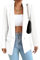 Damen Blazer Langer Casual Open Front Blazer Arbeit Büro Jacken mit Taschen Weiß XL