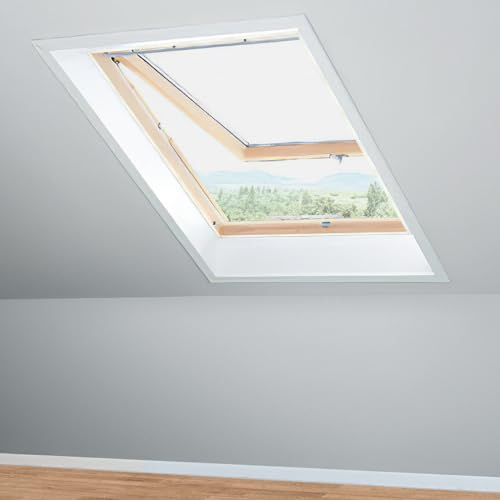 Apalus Fliegengitter für Dachfenster, Mit verbesserten Reißverschluss System, Insektenschutz zum Anbringen an Klappfenster, Zuschneidbar auf Fenstergrößen bis 130x150cm, Weiß