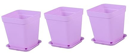 YARNOW 6stücke Quadratischer Blumentöpfe Aus Kunststoff Sukkulenten-pflanztopf Mit Netzdesign-Boden Für Atmungsaktivität Drainage Und Belüftung Kleine Violette Töpfe Für Balkon Wohnzimmer