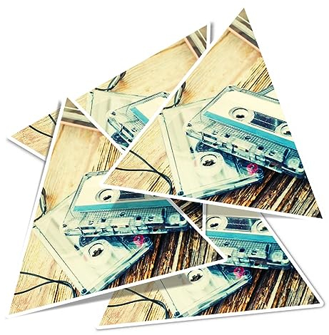 Vinyl Triangle Stickers (Set of 4) 10cm - Old Cassette Player Music Retro Speaker for Laptops, Tablets, Luggage, Scrap Booking, Fridges #51594