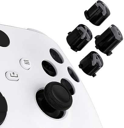 eXtremeRate Botones ABXY de Repuesto para Xbox Series X/S - Botón de Acción en Tres Tonos con Símbolos Clásicos Teclas para Xbox One S/X, Elite V1/V2 (Negro Claro Gris Clásico)