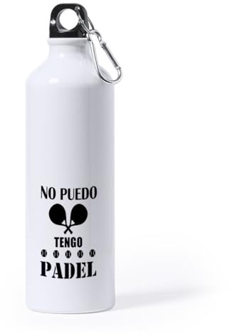 MERCHANDMANIA BIDON GRANDE 800 ML ACERO INOXIDABLE no puedo tengo padel frase graciosa meme deporte deportivo con mosqueton botella