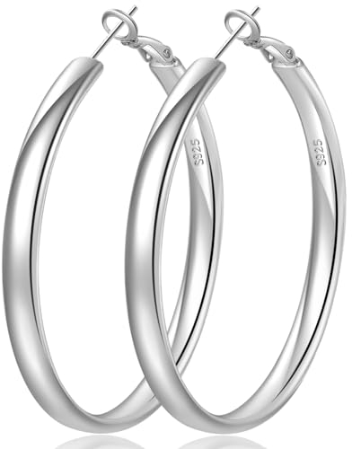 Senteria Creolen Silber 925 Groß Hypoallergen Silber Creolen Damen 925 Leichte Creolen Silber Ohrringe Groß für Damen Mädchen 60mm