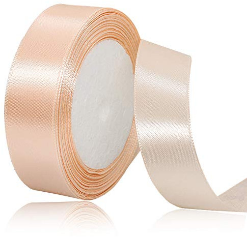 Champagner Rosa Satinbands 25mm Breit, 22m Schleifenband, Geschenkband für Geschenkverpackungen, DIY Handwerk, Blumensträuße, Nähprojekte, Schleifenherstellung, Geburtstags- und Hochzeitsdekorationen