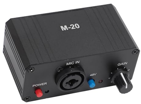 Preamplificador de Micrófono, Amplificador de Ganancia de Micrófono de Alta Ganancia de 48 V, Preamplificador de Micrófono de Salida XLR de Potencia Fantasma de bajo Ruido, para