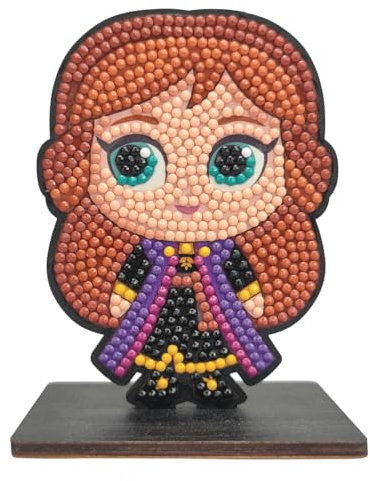 CRYSTAL ART - Set mit Diamant-Figuren – Manuelle Aktivität zum Basteln und Spaß – Erwachsene und Kinder – glitzernde Dekoration in verschiedenen Farben – Disney Die Eiskönigin – Anna