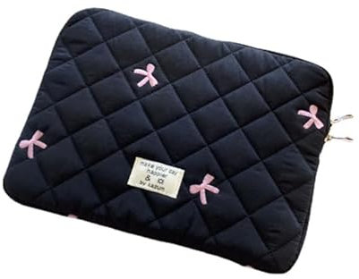 Attria Cute Bow Graphic Carrying Laptop Bag Y2K Preppy Laptop Sleeve Case Bag Kawaii Pad Computer Protect Case Pouch (15-15.6 inch,Black)