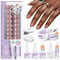 SSProTip X™ Long-lasting French Press On Nails Kit: Thick & Perfect Extra Short Square Press On Nails Chip-Free Sturdy-Fit Nude French Tip Gel Solid Nail Glue Gel U V/LED Lamp Nail Supplies