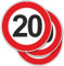 Pubblimania 3 vitesses maximales 20 km horaires signalisation routière signe en aluminium métal rond épais 3 mm pour extérieur Ø 30 Lot de 3, vitesse maximale 20 km heures)