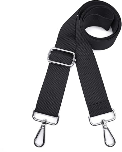 Xundefeng 1.5 inch Wide 55L Adjustable Replacement Bag Straps Crossbody Shoulder Strap for Handbags Camera Duffle Messenger Laptop Bags - Black Belt,Silver Hardware