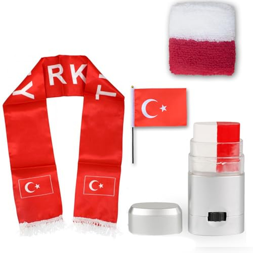 Sonia Originelli Fanset Fanartikel Fanschal Schweißband Fanschminke Schminkstft Fahne Flagge Farbe: Türkei